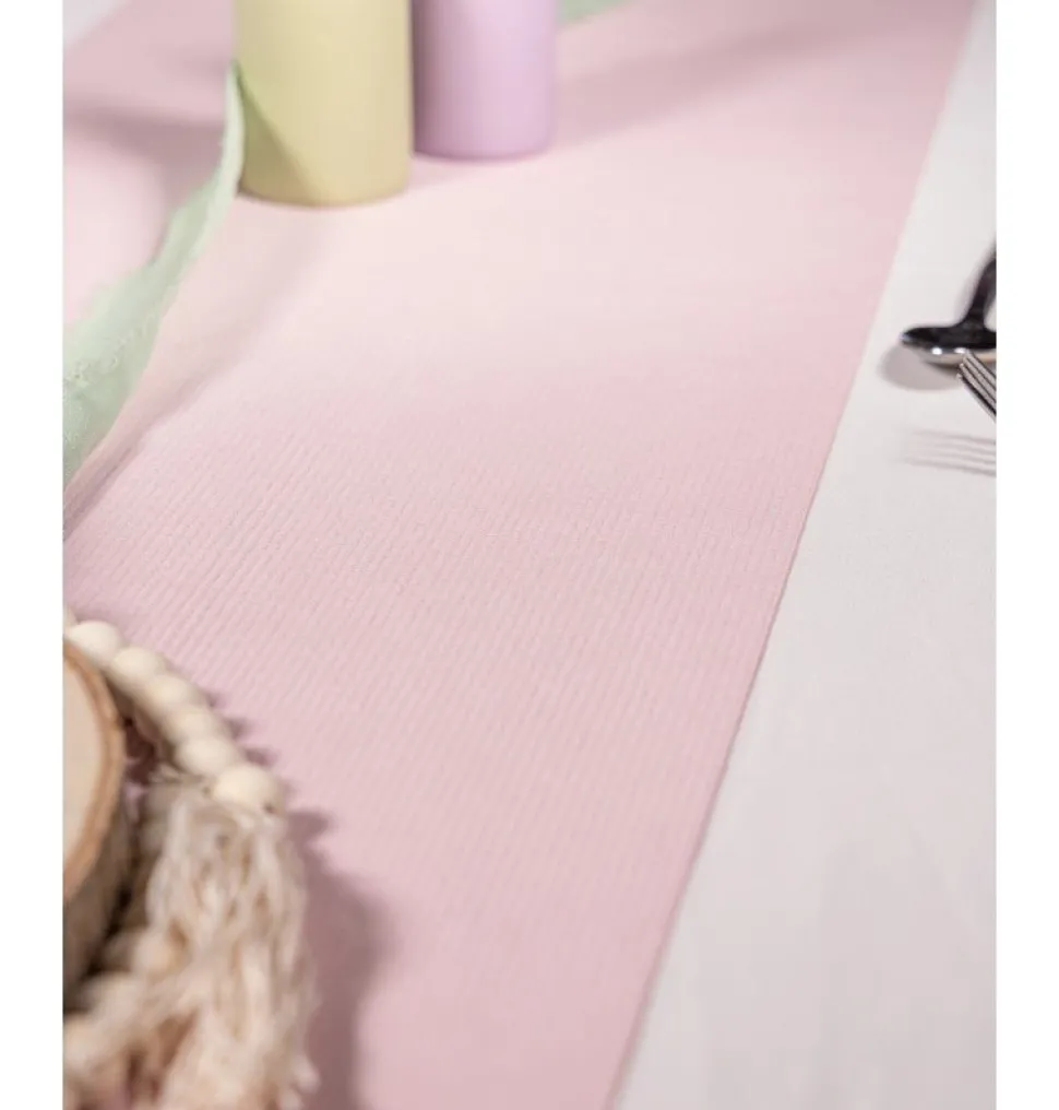 Roze Tafelloper Velvet 3m