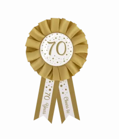 Rozet 65 Jaar Goud Wit 14cm