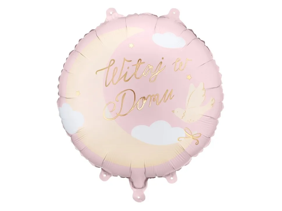 Roze Wit Beige Folie Ballon Witaj W Domu Leeg 35cm