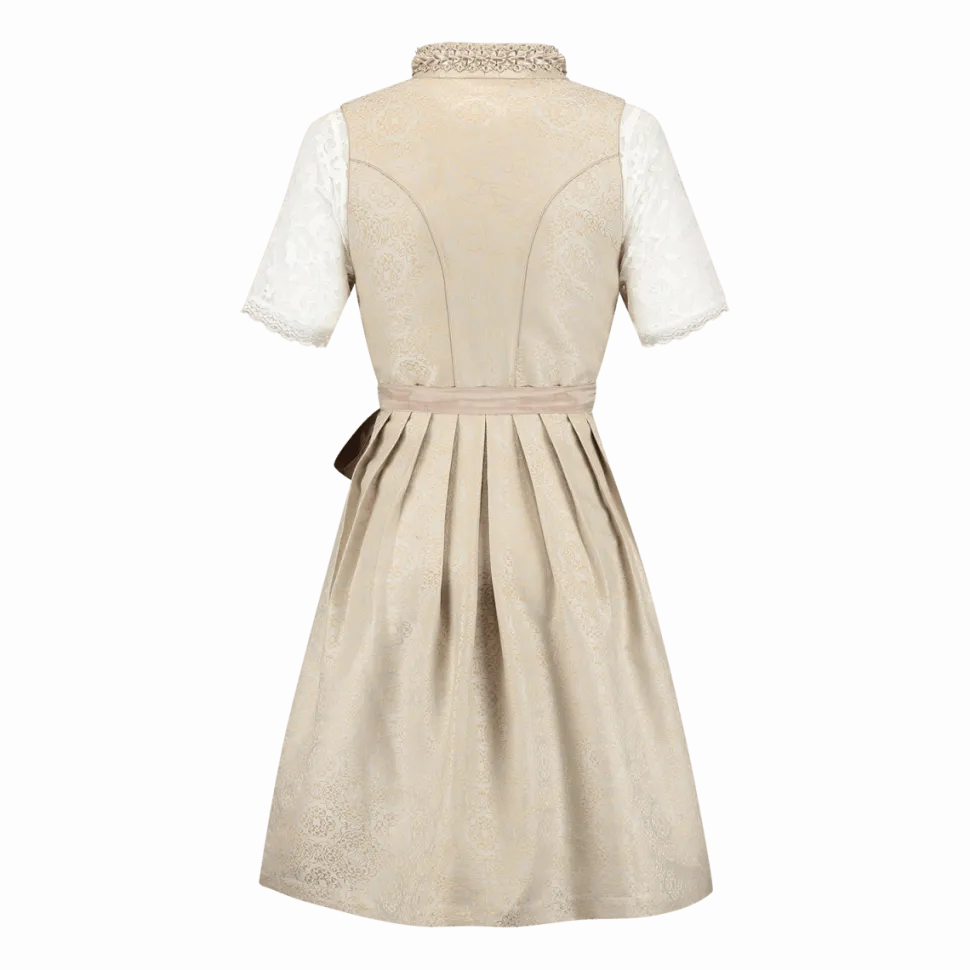 Roze Wit Creme Dirndl Jurk Oktoberfest Dames Jaquard