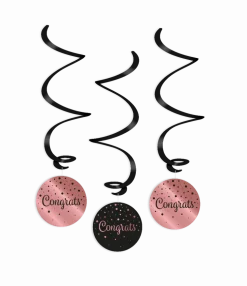 Roze Zwarte Hangdecoratie Congrats 17cm