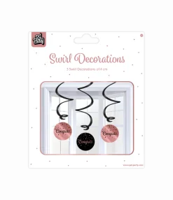 Roze Zwarte Hangdecoratie Congrats 17cm