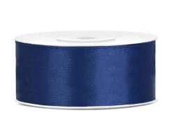 Satijn Lint Donkerblauw 25mm 25m