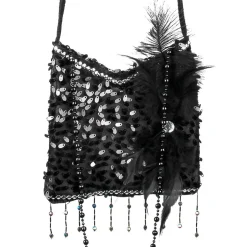 Schoudertasje Glitter Zwart 19cm