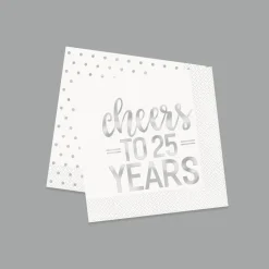 Servetten Cheers To 25 Year Zilver 25cm 16st