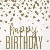 Servetten Happy Birthday Goud Confetti 25cm 16st