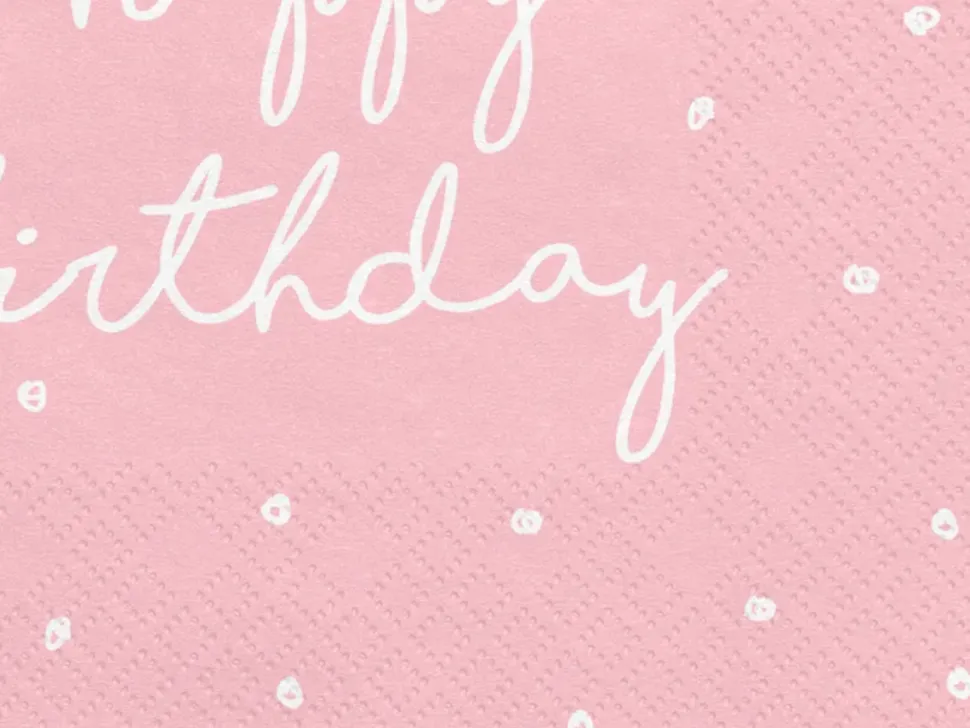 Servetten Happy Birthday Roze 33cm 20st