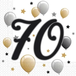 Servetten 70 Jaar Ballonnen 33cm 20st