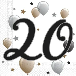 Servetten 20 Jaar Ballonnen 33cm 20st