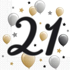 Servetten 21 Jaar Ballonnen 33cm 20st