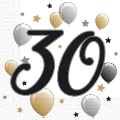 Servetten 30 Jaar Ballonnen 33cm 20st