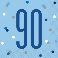 Servetten 90 Jaar Blauw 33cm 16st
