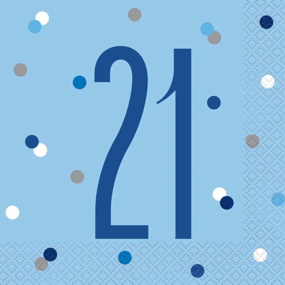 Servetten 21 Jaar Blauw 33cm 16st
