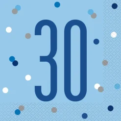 Servetten 30 Jaar Blauw 33cm 16st