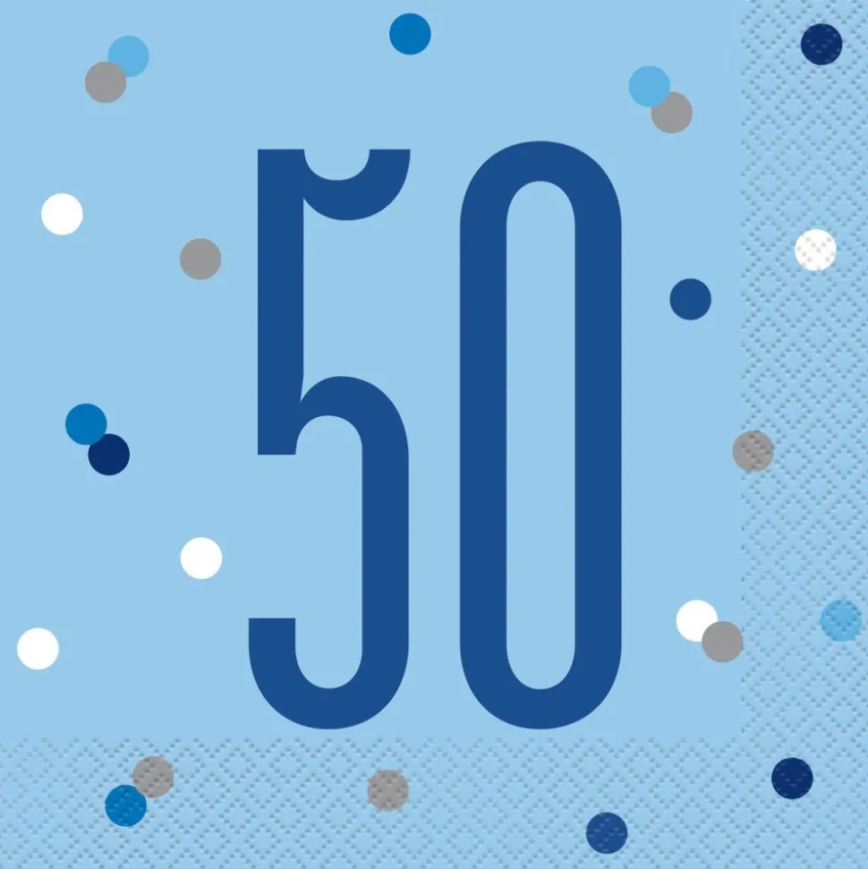 Servetten 50 Jaar Blauw 33cm 16st