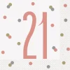 Servetten 21 Jaar Rose Goud 33cm16st