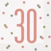 Servetten 30 Jaar Rose Goud 33cm16st