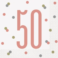 Servetten 50 Jaar Rose Goud 33cm16st