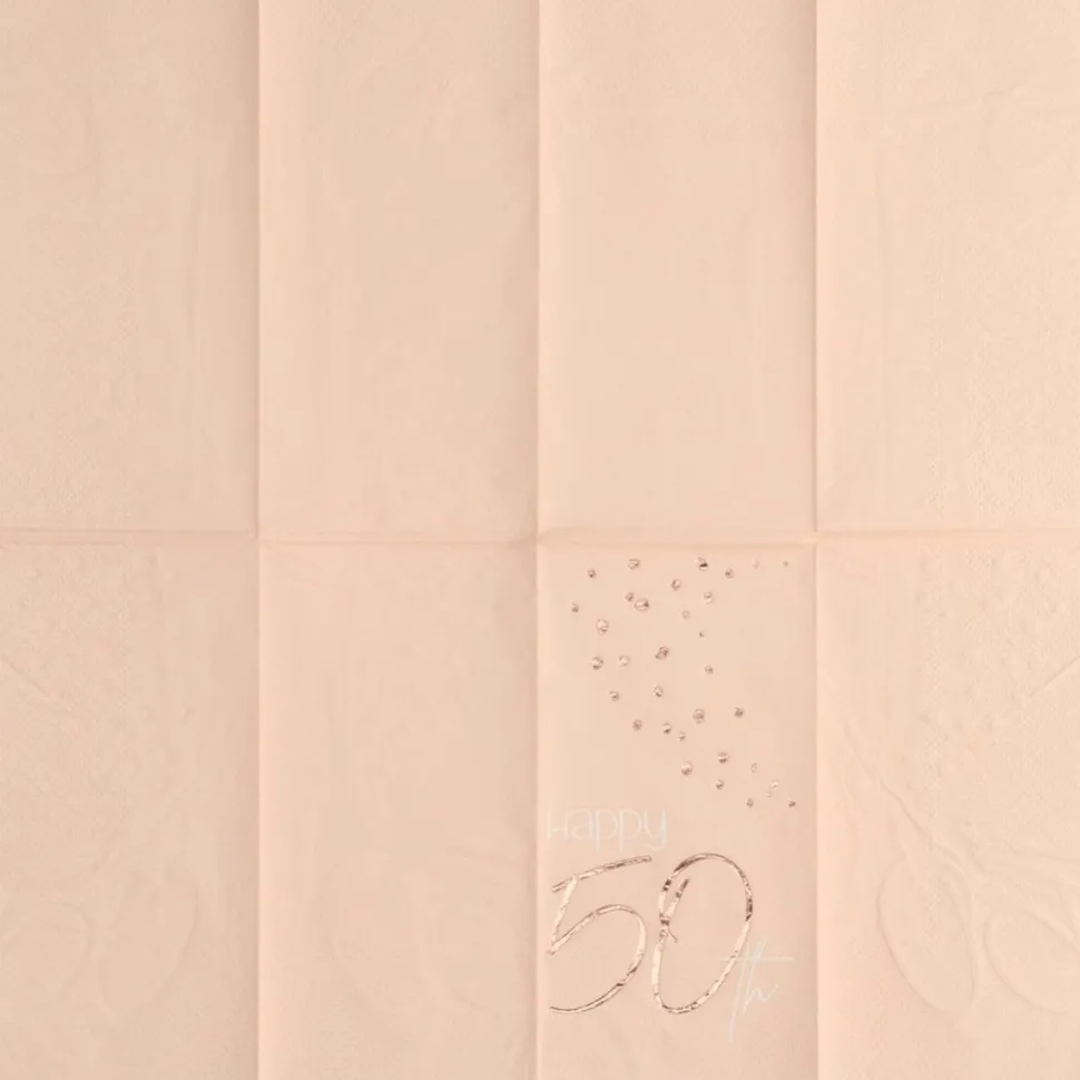 Servetten 50 Jaar Rose Goud 33cm 10st