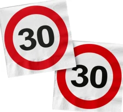 Servetten 30 Jaar Verkeersbord Vierkant 33cm 20st
