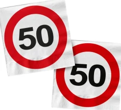 Servetten 50 Jaar Verkeersbord Vierkant 33cm 20st