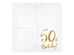 Servetten 50 Jaar Wit 33cm 20st