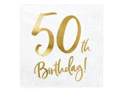 Servetten 50 Jaar Wit 33cm 20st