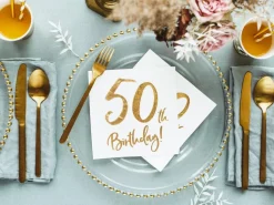 Servetten 50 Jaar Wit 33cm 20st