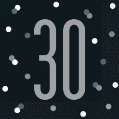 Servetten 30 Jaar Zwart 33cm 16st