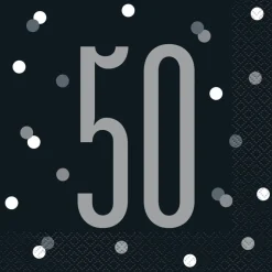 Servetten 50 Jaar Zwart 33cm 16st