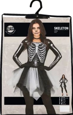 Skelet Halloween Jurk Dames Zwart