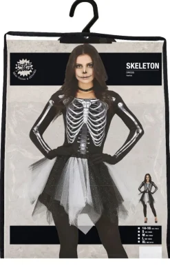 Skelet Halloween Jurk Dames Zwart