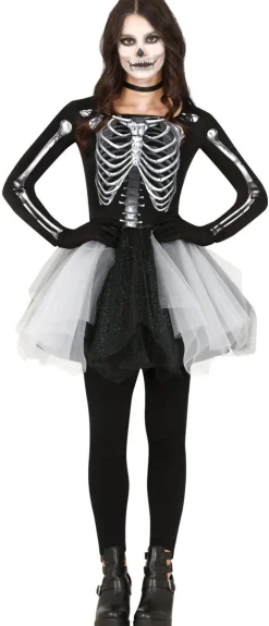 Skelet Halloween Jurk Dames Zwart