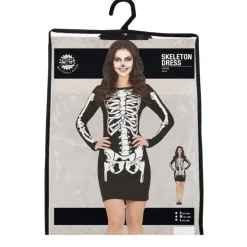 Skelet Halloween Jurk Dames Zwart Rood
