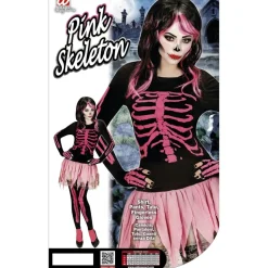 Skelet Kostuum Zwart Roze Dames 4 delig