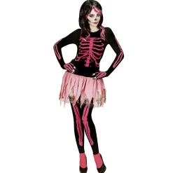 Skelet Kostuum Zwart Roze Dames 4 delig