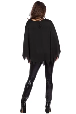 Skelet Poncho Zwart Zilver Strass