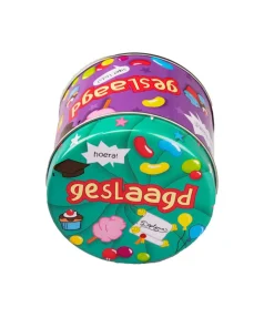 Snoepblik Geslaagd School 9cm