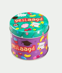 Snoepblik Geslaagd School 9cm