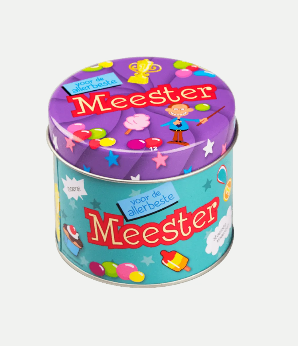 Snoepblik Meester 9cm