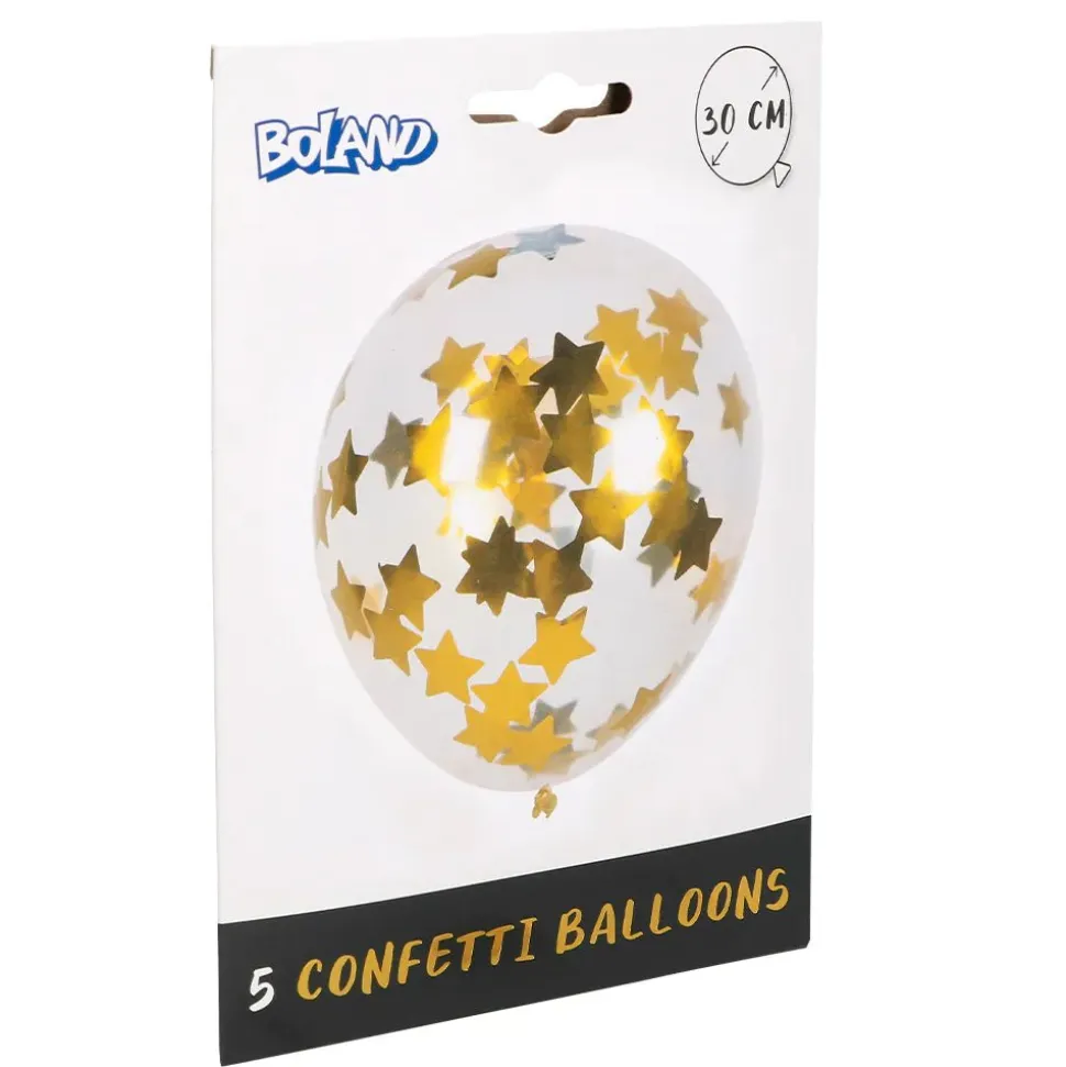 Ster Confetti Ballonnen Goud 30cm 5st