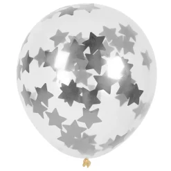 Ster Confetti Ballonnen Zilver 30cm 5st