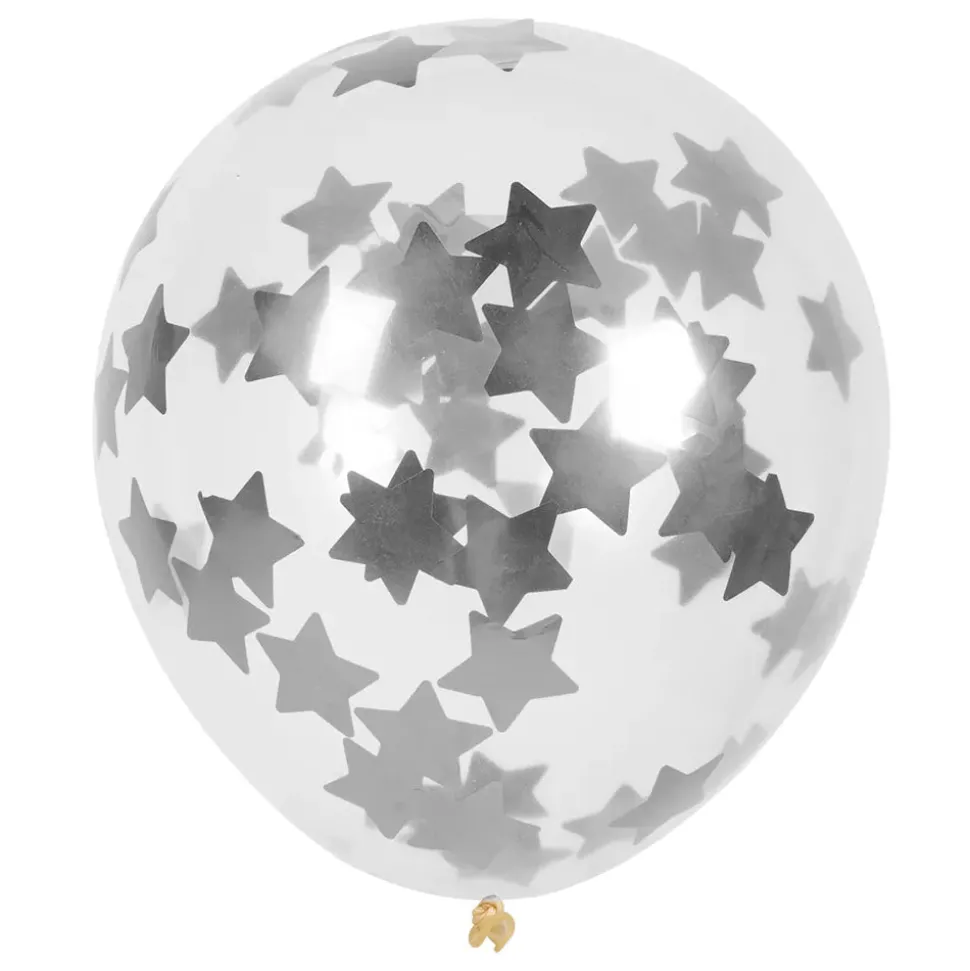 Ster Confetti Ballonnen Zilver 30cm 5st