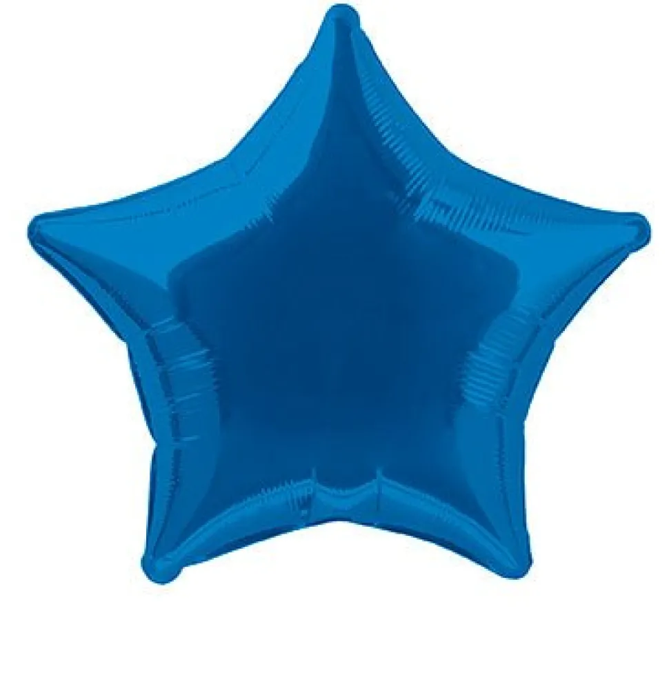 Ster Helium Ballon Blauw Leeg 50cm