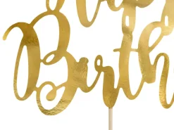 Taarttopper Happy Birthday Goud 22,5cm