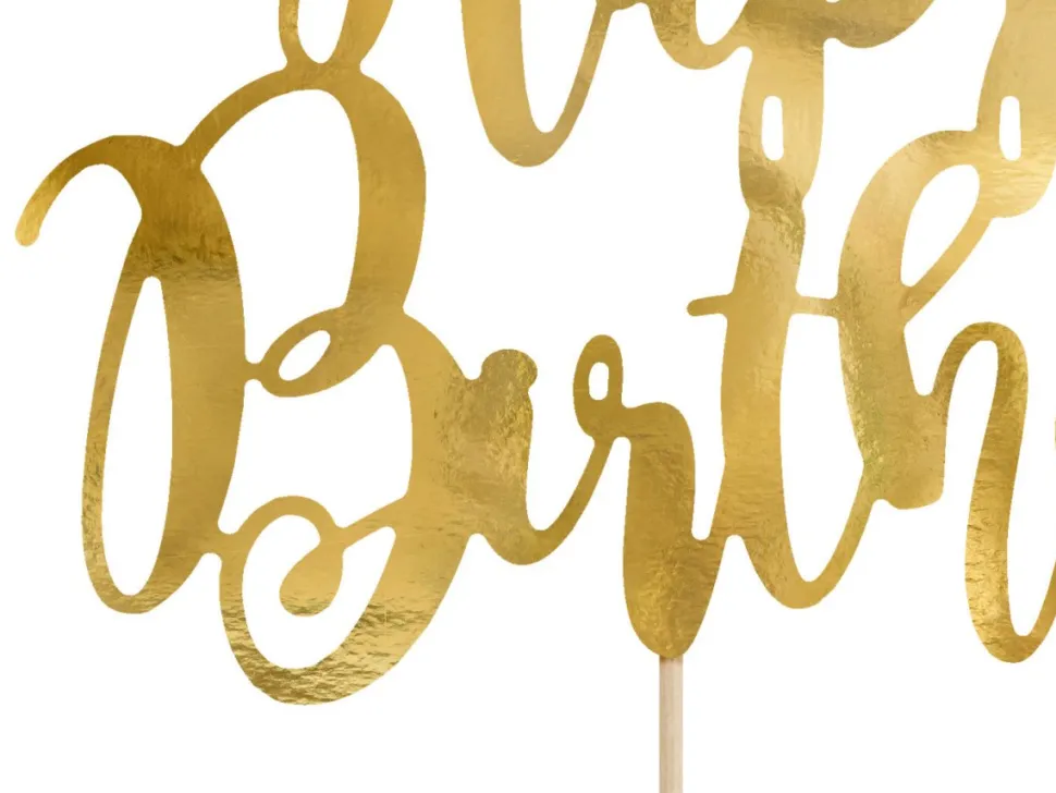 Taarttopper Happy Birthday Goud 22,5cm