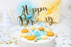 Taarttopper Happy Birthday Goud 22,5cm
