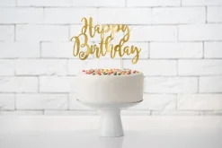 Taarttopper Happy Birthday Goud 22,5cm
