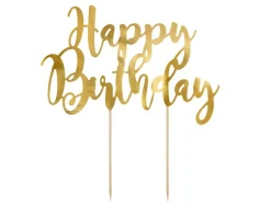 Taarttopper Happy Birthday Goud 22,5cm