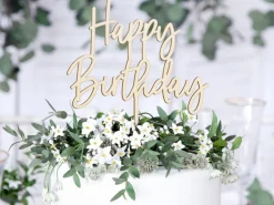 Taarttopper Happy Birthday Hout 16,5cm